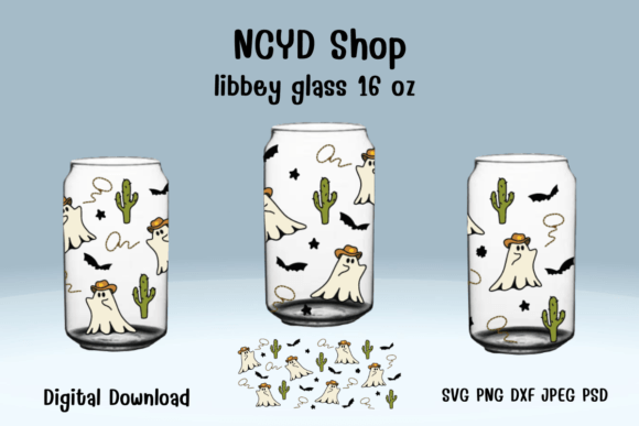 Cowboy Ghost Libbey Glass Wrap Svg 16oz