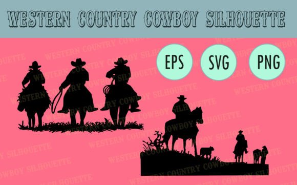 Western Country Cowboy Group Silhouette
